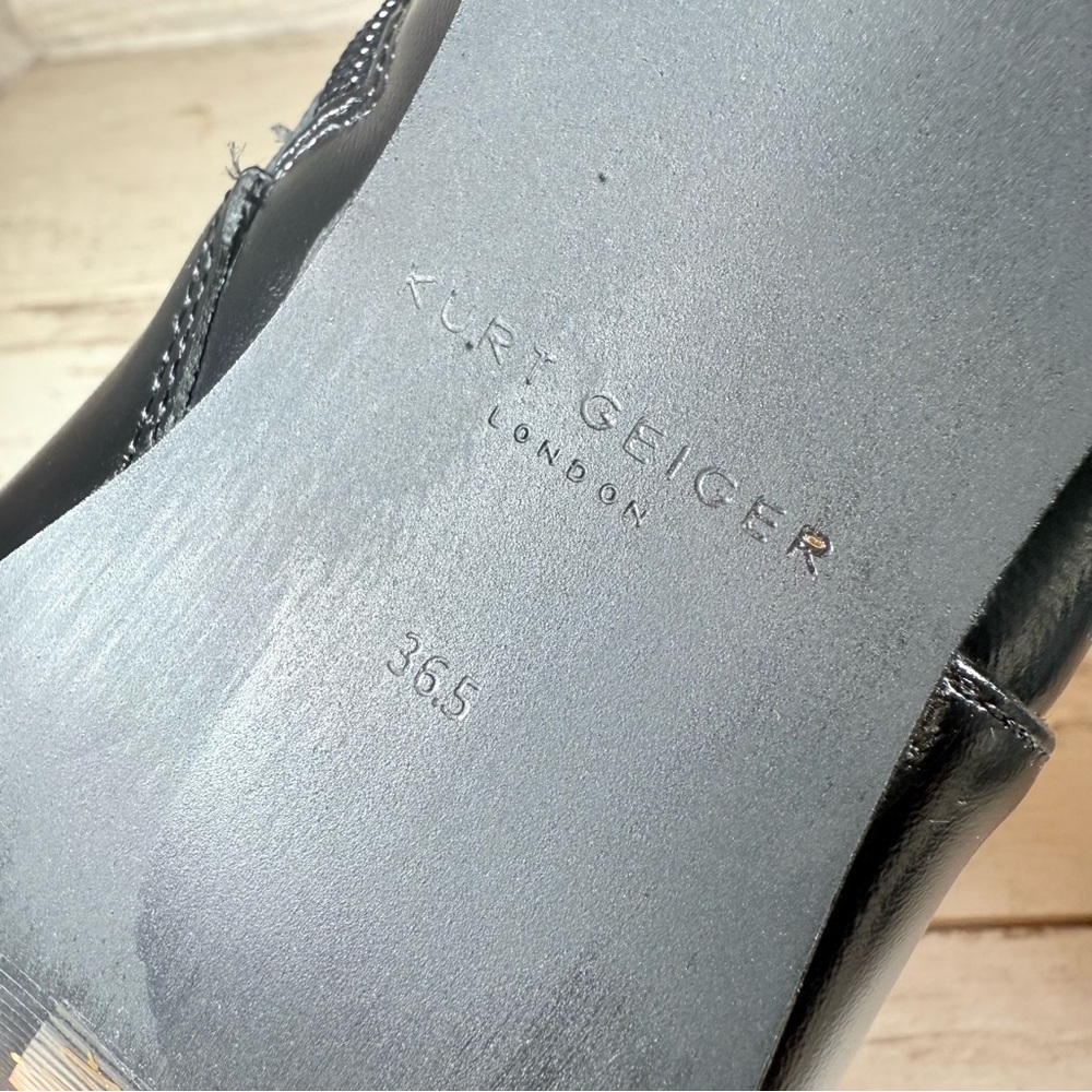 Kurt Geiger London Black Chelsea Square Toe Eagle Head Leather Boots 36.5 -6.5US - Picture 13 of 15